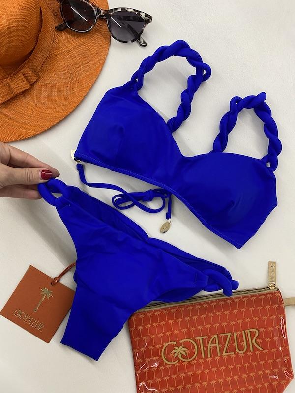 Bikini Donna Cotazur Bralette con Dettaglio Torchon Blu