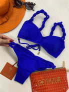 Bikini Donna Cotazur Bralette con Dettaglio Torchon Blu