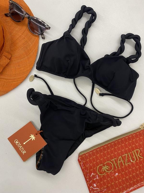 Bikini Donna Cotazur Bralette con Dettaglio Torchon Nero