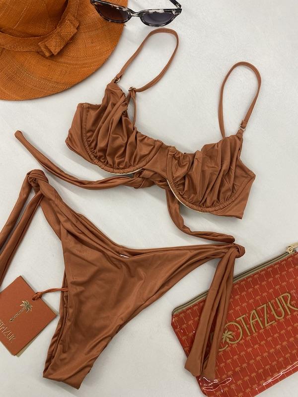 Bikini Donna Cotazur Balconcino in Microfibra Ruggine