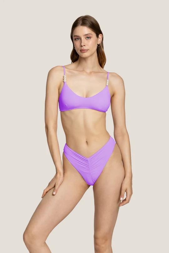  Bikini Donna 4Giveness Top con spalline perle e slip vita alta Lilla 873