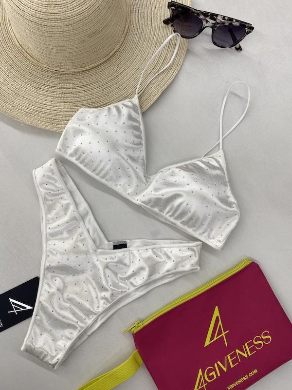 Bikini Donna 4Giveness Top cristall strass Bianco 