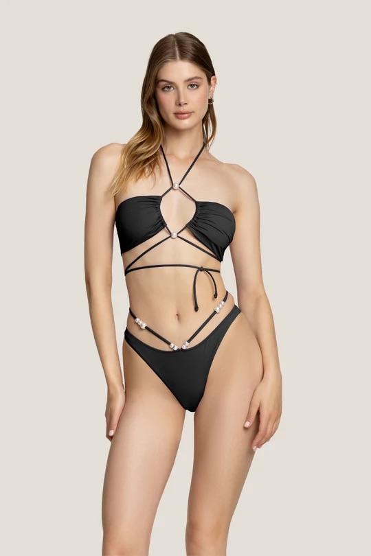  Bikini Donna 4Giveness Fascia con perle Nero  