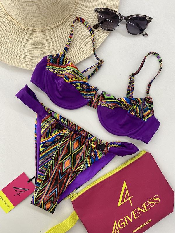 Bikini Donna 4Giveness Balconcino e Slip Fusciacca in Fantasia 5018