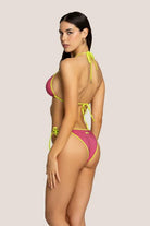 Bikini Donna 4Giveness Triangolo e Slip Bordato Bicolor Lurex Fucsia/Verde 5212