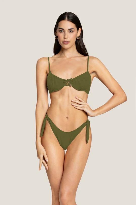 Bikini Donna 4Giveness Balconcino e slip fiocchi Verde Militare 5235