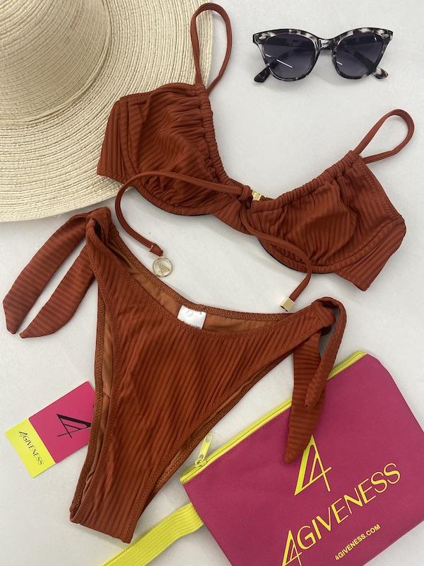 Bikini Donna 4Giveness Balconcino e slip fiocchi Bronzo 5235