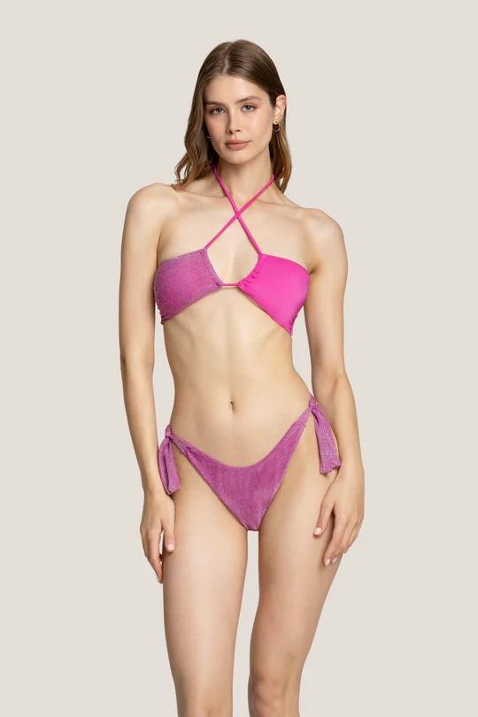 Bikini Donna 4Giveness con fascia incrocio e slip con laccetti Fucsia BK5310