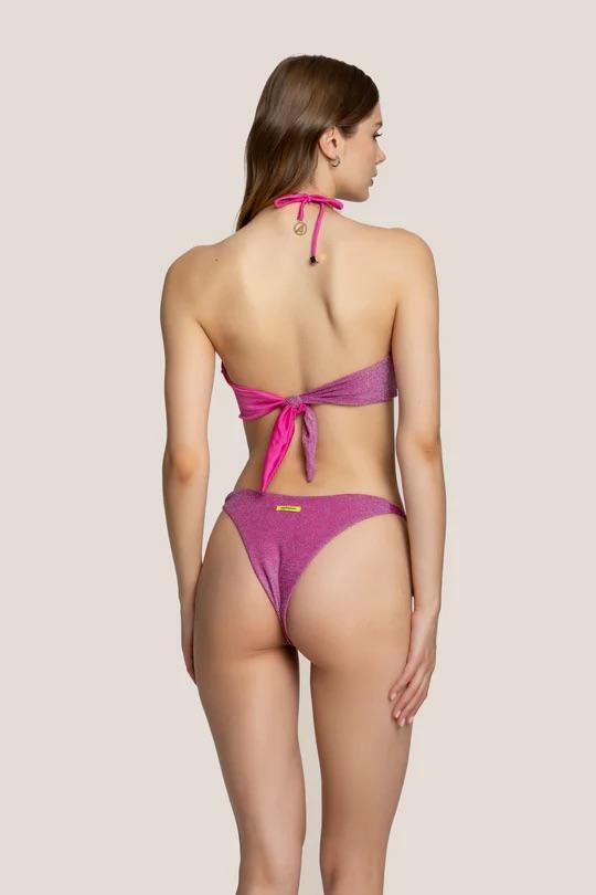 Bikini Donna 4Giveness con fascia incrocio e slip con laccetti Fucsia BK5310