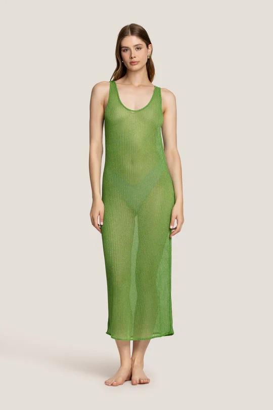 Vestito Lungo Donna 4Giveness in Lurex Verde 5216