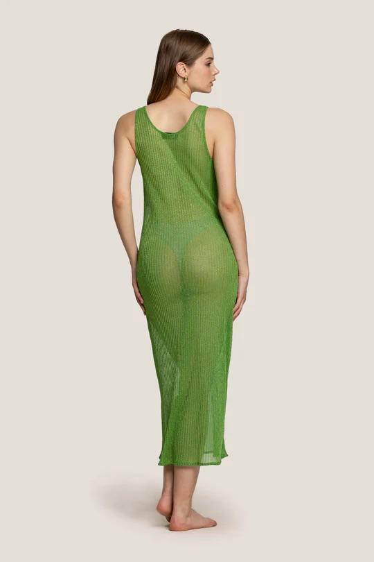 Vestito Lungo Donna 4Giveness in Lurex Verde 5216