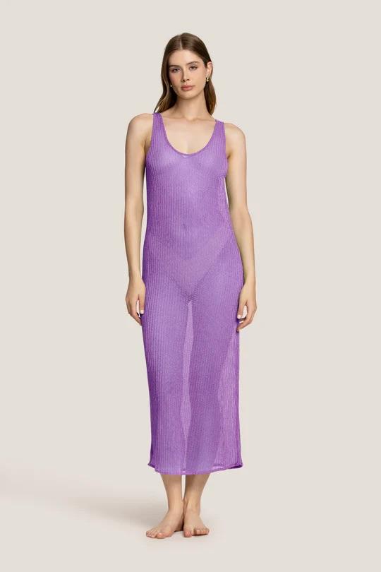 Vestito Lungo Donna 4Giveness in Lurex Viola 5216